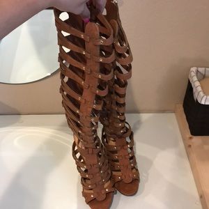 Cognac gladiator heels